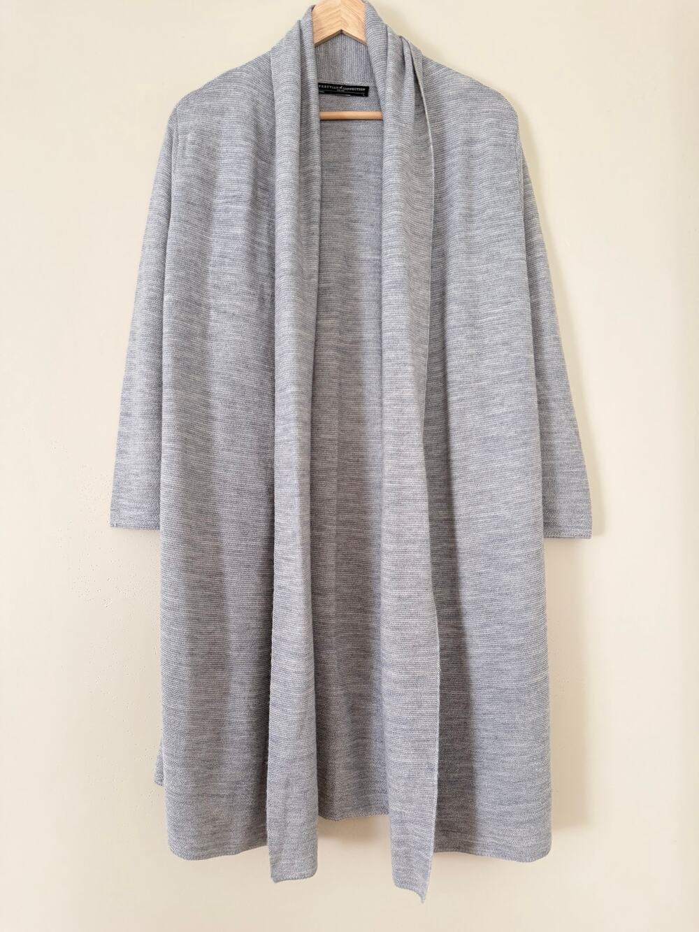 PERUVIAN‎ CONNECTION L Alpaca Knit Open Cardigan Duster Peru Gray Cozy Lagenlook